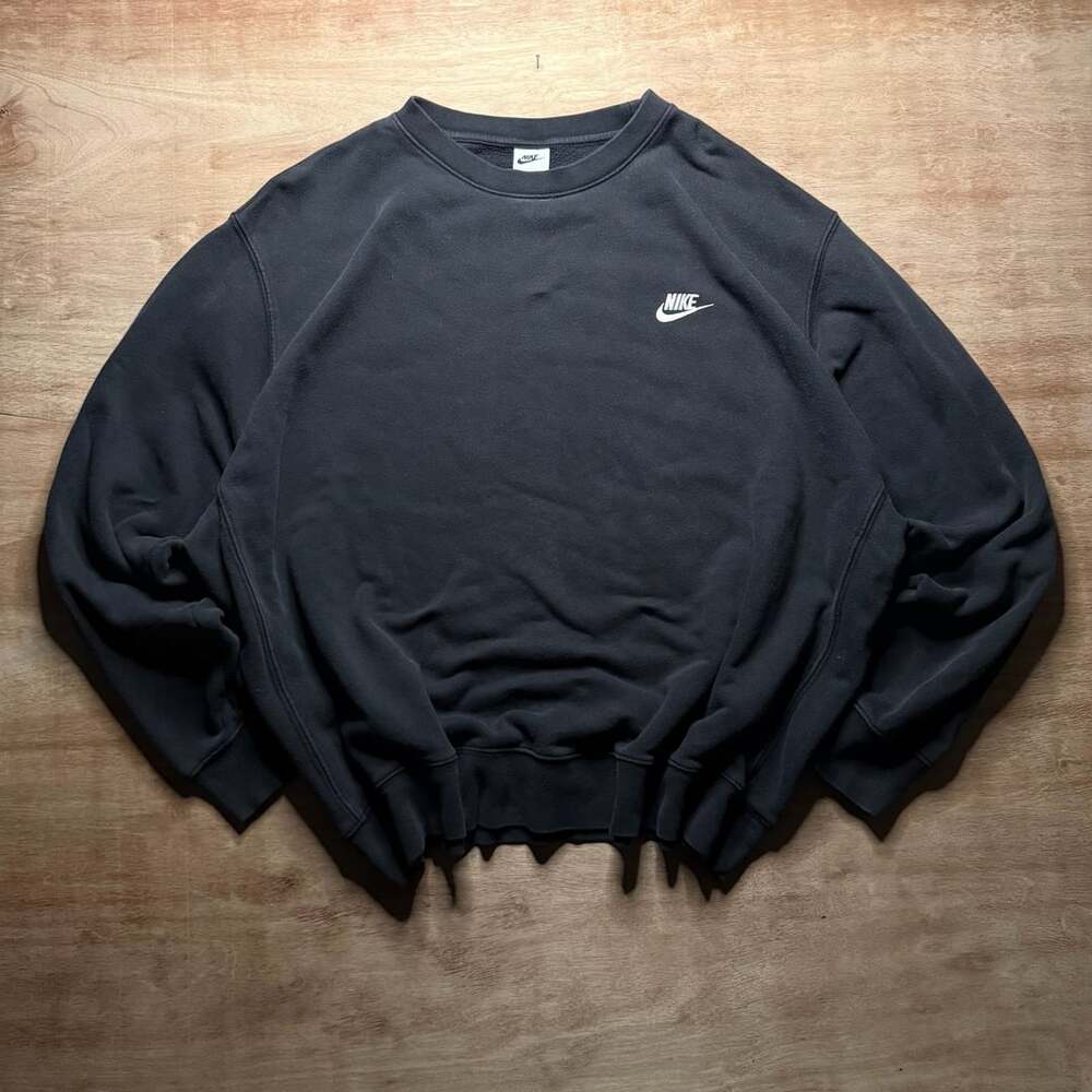 Nike Boxy Style Crewneck Sweatshirt Size XXL Black White Embroidered